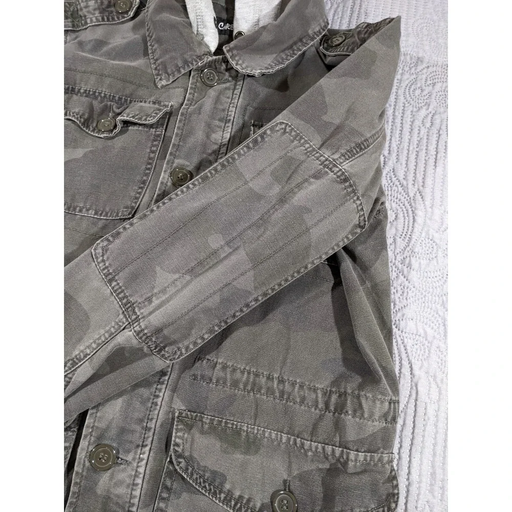 Carbon Full Zip Up Camo With Hood Men's Medium Camouflage Jacket Hoodie Y2K